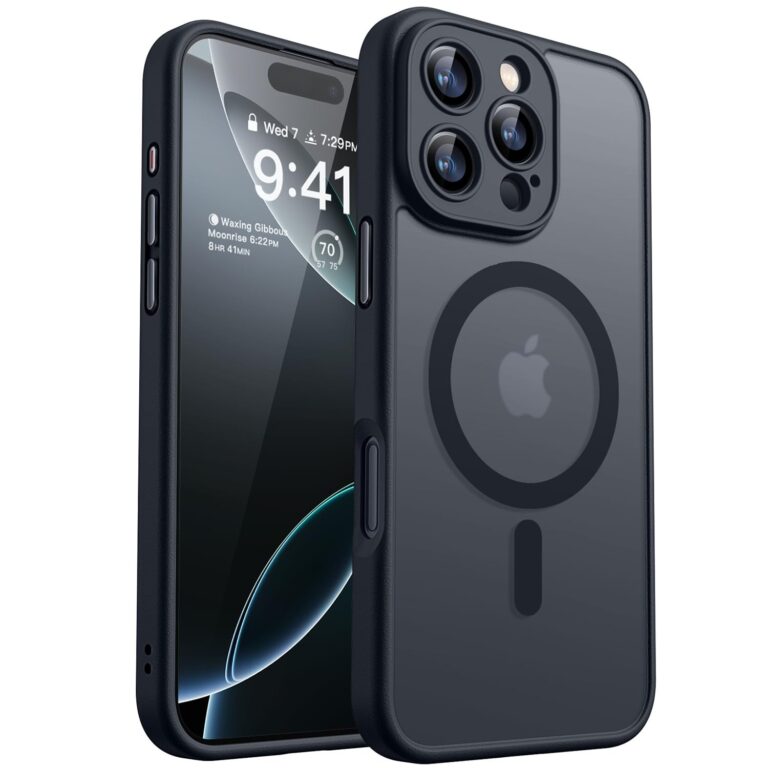 CANSHN Cover Magnetica per iPhone 16 Pro(6,3 Pollici), Compatibile con MagSafe, [Protezione Completa Della Fotocamera], Custodia Traslucida Opaca Protettiva Sottile Antiurto, Nero