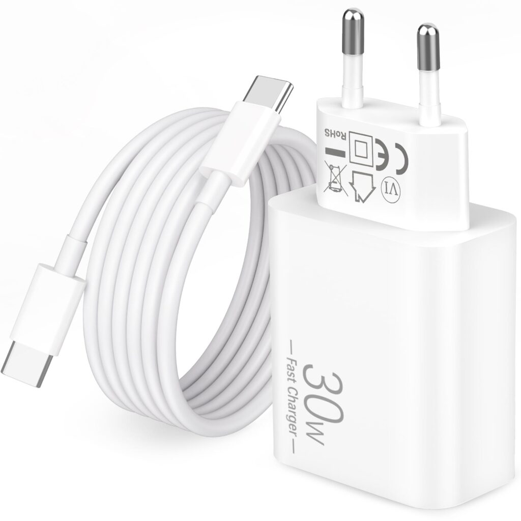 30W Caricatore Rapido USB C + 2M Cavo per iPhone 18 Pro Max Duo 17 16 15 | PD Alimentatore Rapido, Fast Charger, Adattatore Muro, Spina Presa USBC iPhone Plus Air 17e 16e, iPad 11…