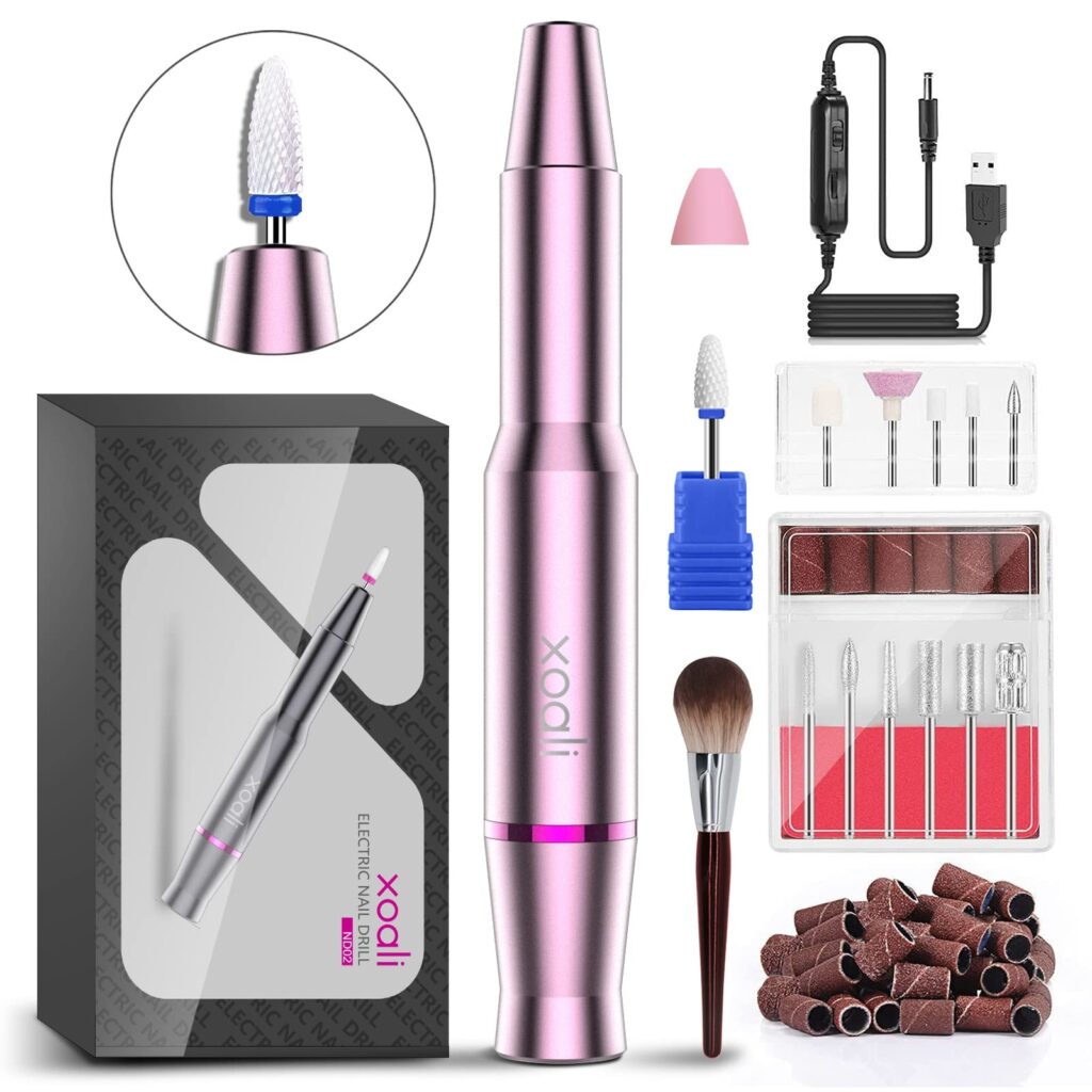 Xoali Fresa per Unghie 25000RPM, 12 in 1 Lima Elettrica per Unghie Professionale Portatile, Levigatrice per Unghie con Punta in Ceramica, Velocità Regolabile, Manicure Pedicure Ki…