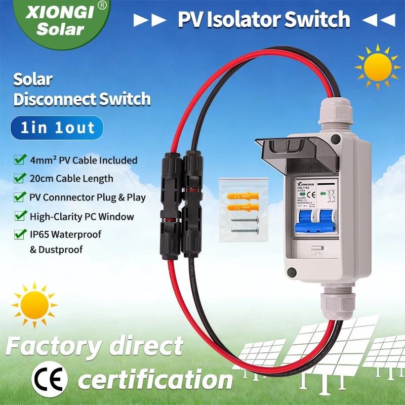 Scatola di intercettazione DC PV con interruttore DC 600V 63A MCB IP65 HT 2 vie, scatola impermeabile 1 ingresso 1 uscita, scatola combinatrice fotovoltaica solare