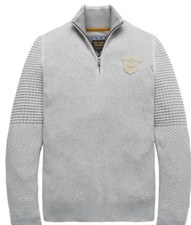 Maglione mezza zip PME Legend grigio chiaro uomo designer maglia strutturata maglione