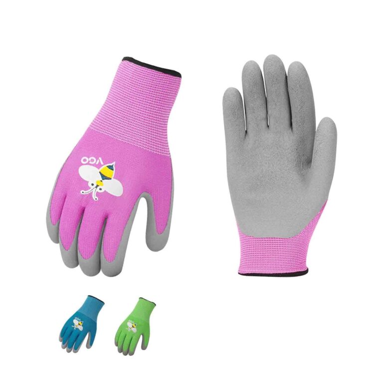 Vgo... 3 paia guanti da giardinaggio in gomma bambini 3-9 (KID-RB6013,XXS) | lattice,traspirante,lavori di giardino neonati,presa palmo,facile da pulire,protezione dello sporco,pi…