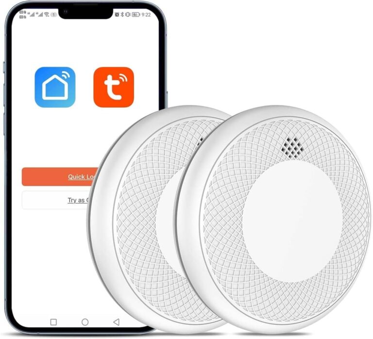 Rilevatore di Fumo WiFi, Batteria da 10 anni con Notifica Tramite App, Funzione di Disattivazione Dell'audio e Funzione di Autotest, Certificato TUV(Compatibile con l'app Tuya/Sma…