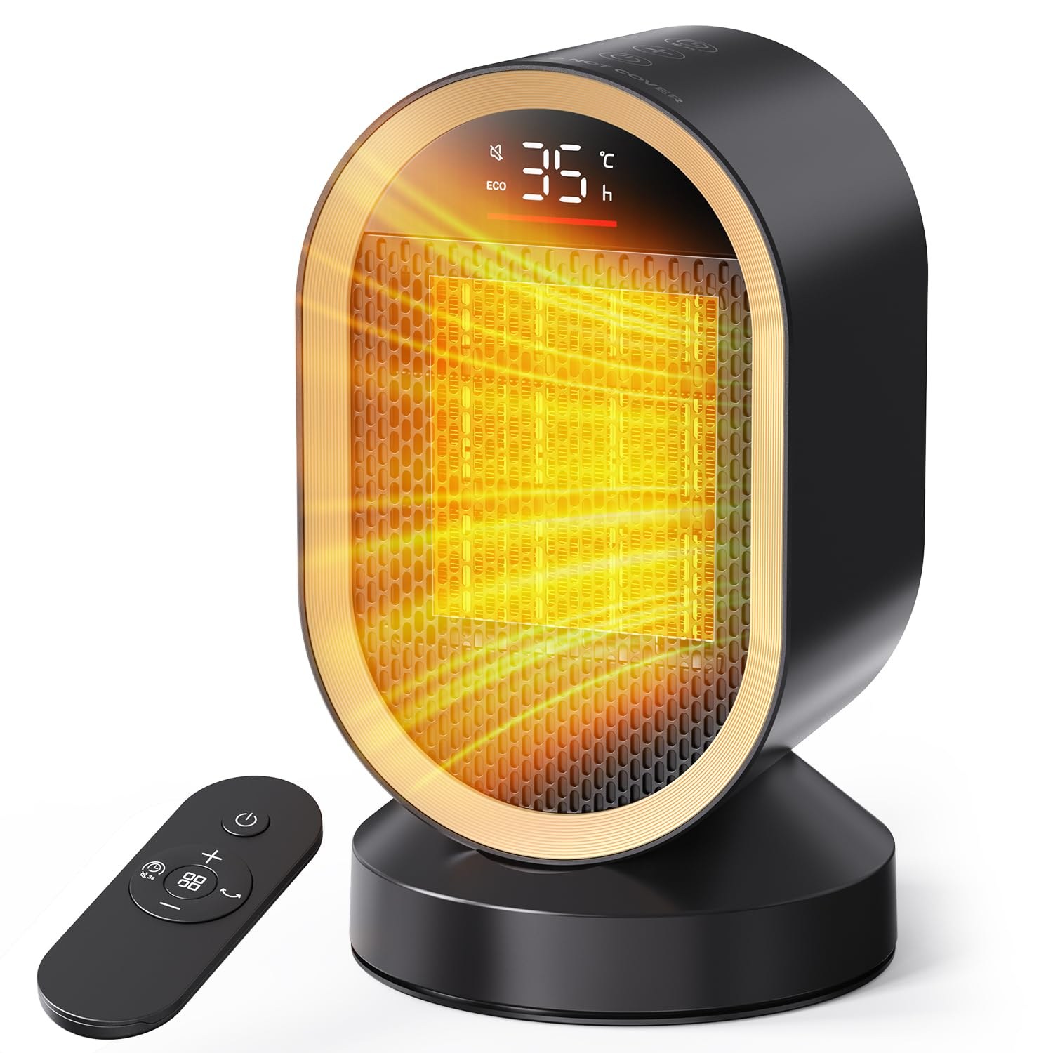 QEXREED Stufetta Elettrica Basso Consumo, 1500W, PTC, Modalità ECO | 4 Modalità,Termostato,Ultra-silenzioso, Timer 24H, Telecomando, Protezione da Ribaltamento e Surriscaldamento…