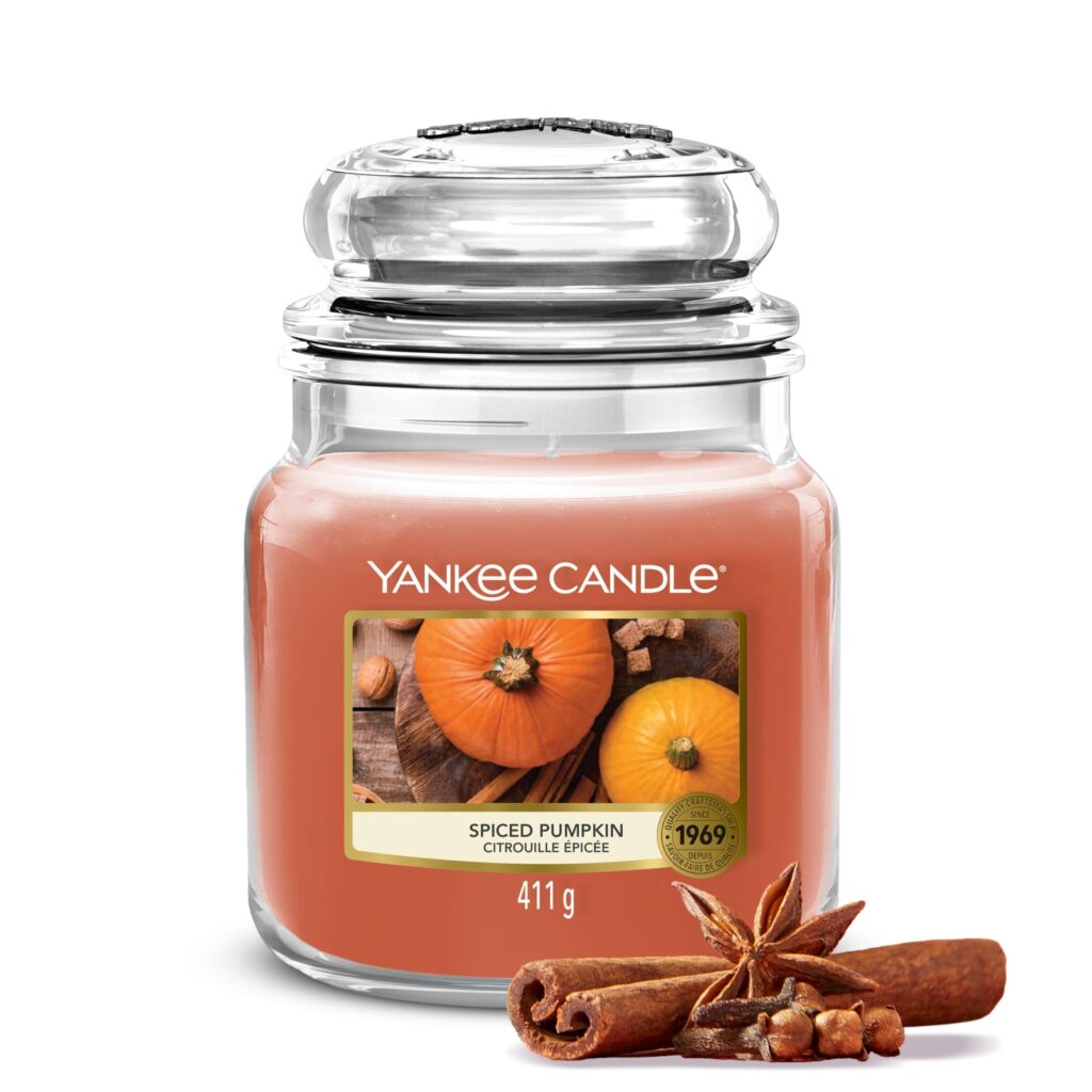 Yankee Candle Candela Profumata |Spiced Pumpkin Barattolo Medio | Candele a Lunga Durata: fino a 75 Ore | Regali Perfetti per Donne