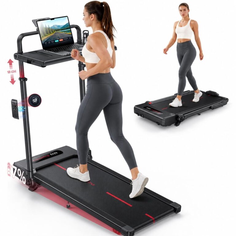 Tapis Roulant Pieghevole Elettrico per Casa,Inclinazione Regolabile,1-12 km/h, 3,0 HP, Walking Pad con Scrivania Rimovibile,Maniglia Telescopica da 15 cm e APP Bluetooth, per Casa…