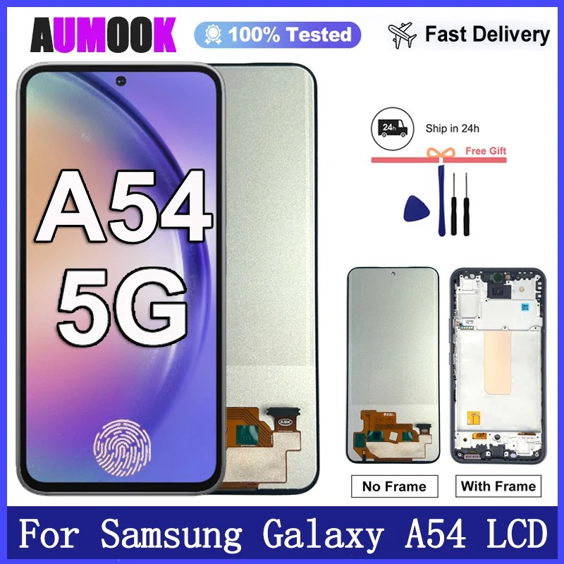 Nuovo display AMOLED per Samsung Galaxy A54 5G, display LCD con touch screen e digitalizzatore, ricambio per Samsung A54.