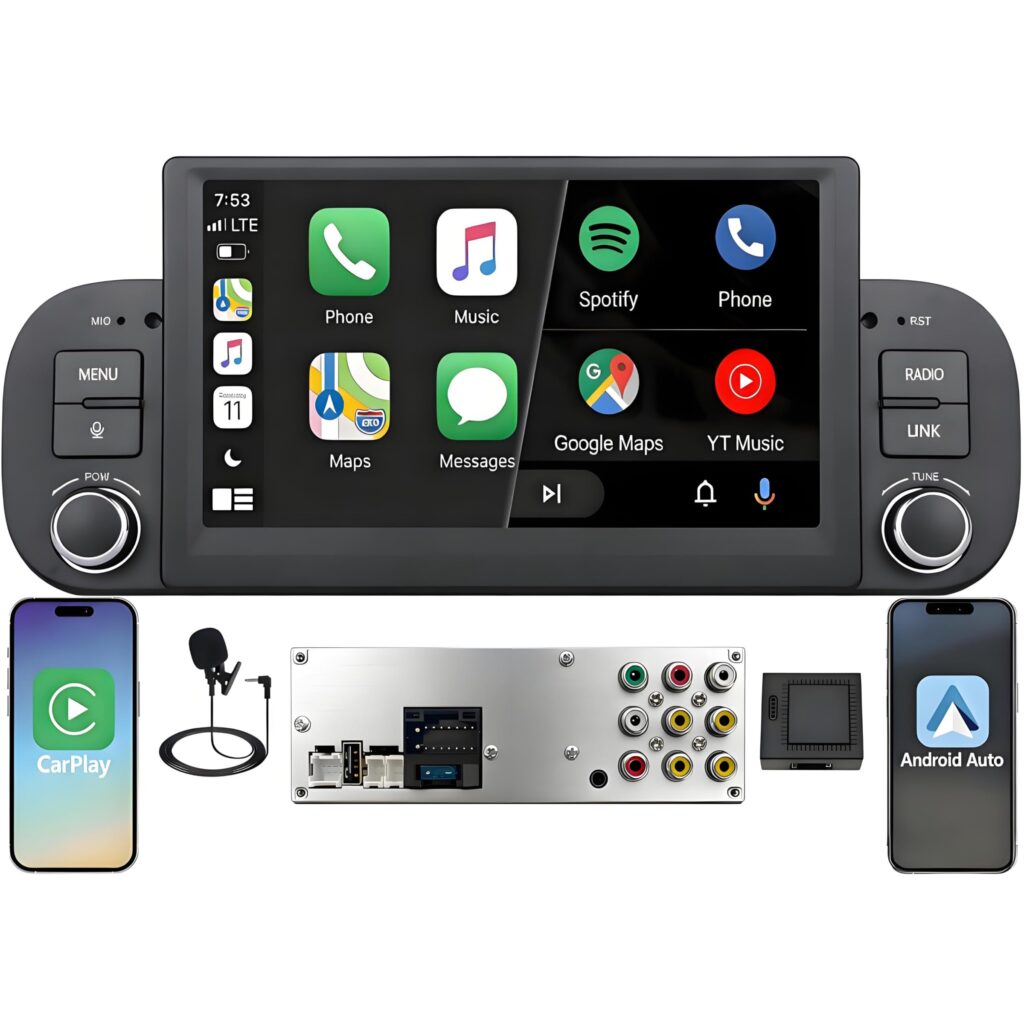 Schermo Autoradio CarPlay wireless per FIAT Panda 2013-2020 1 DIN Bluetooth | Sistema Linux,avvio rapido 2s,Plug&Play,CANBUS,Supporta telecamera posteriore e DAB+,comandi volante,…