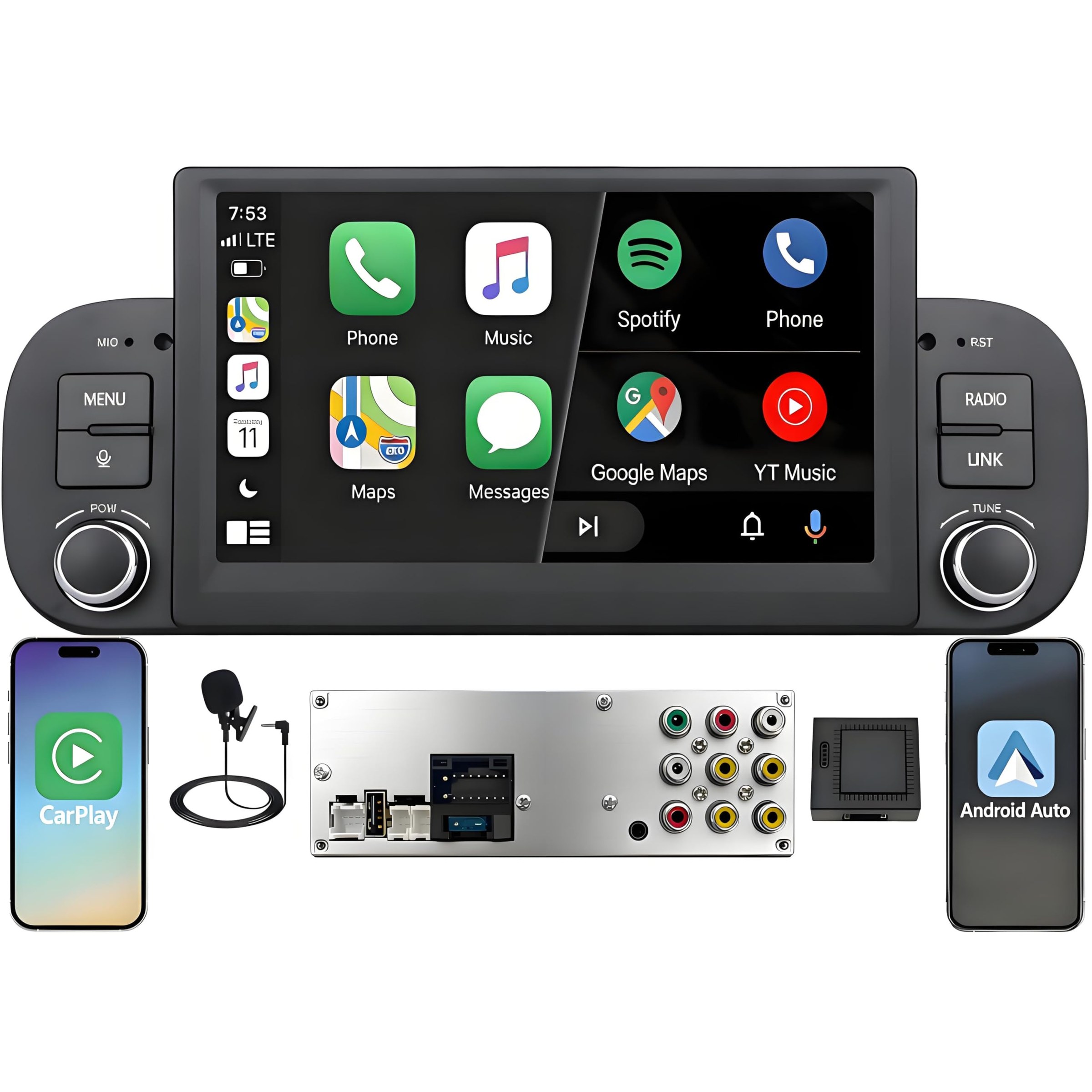Schermo Autoradio CarPlay wireless per FIAT Panda 2013-2020 1 DIN Bluetooth | Sistema Linux,avvio rapido 2s,Plug&Play,CANBUS,Supporta telecamera posteriore e DAB+,comandi volante,…