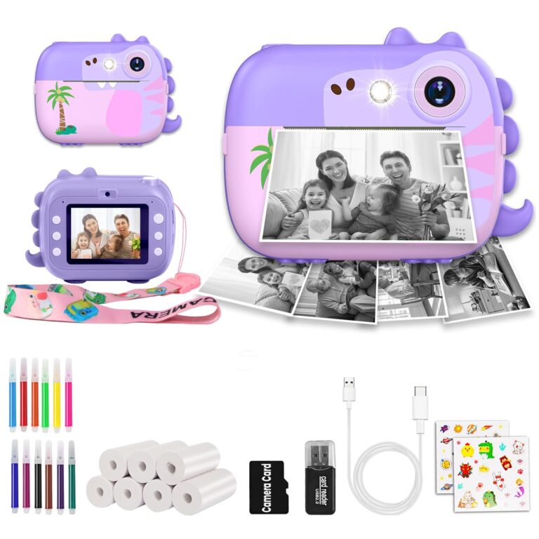 ARNSSIEN Macchina Fotografica Bambini Istantanea 2.4" con 7 Rotoli Carta | Fotocamera Istantanea per bambini con foto e video 1080P, stampa istantanea, regalo 3-12 anni,Compleanno…