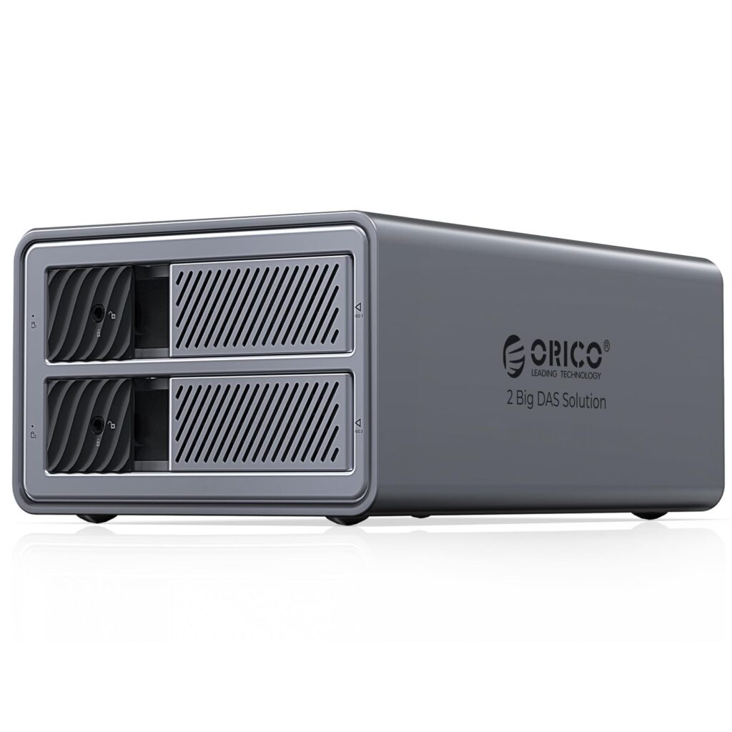 ORICO RAID Hard Drive Enclosure 2 Bay USB 3.0 per SSD da 2,5/3,5 pollici HDD fino a 44TB Supporto Modalità Raid 0/1/JBOD/CLEAR Backup di Espansione Senza Vassoio (lega di Allumini…