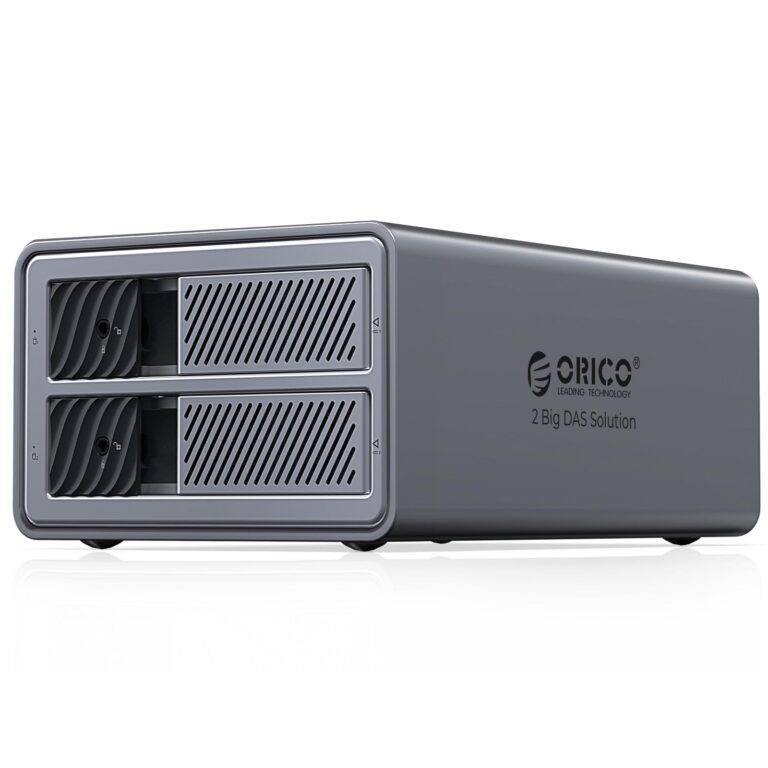 ORICO RAID Hard Drive Enclosure 2 Bay USB 3.0 per SSD da 2,5/3,5 pollici HDD fino a 44TB Supporto Modalità Raid 0/1/JBOD/CLEAR Backup di Espansione Senza Vassoio (lega di Allumini…