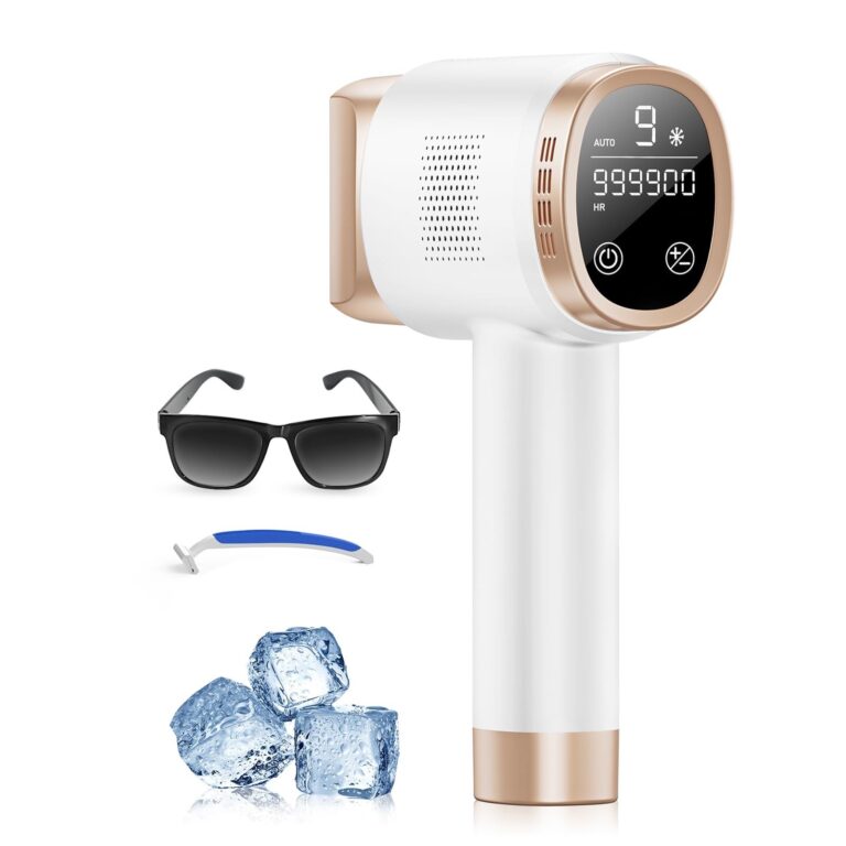 Epilatore Luce Pulsata con Funzione di Raffreddamento a Ghiaccio, Schermo LCD Touch,Modalità di Scorrimento Automatico, Epilatore a Luce Pulsata per Donne e Uomini,Viso, Ascelle,…