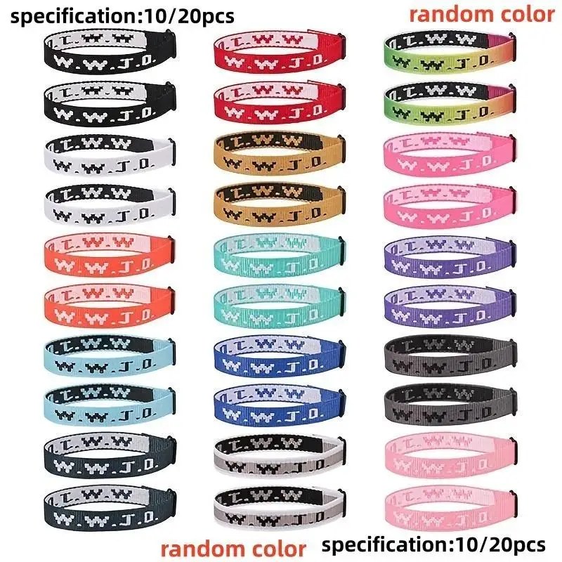 Confezione da 10/20 Braccialetti WWJD per Donne e Uomini, Braccialetti Cristiani con Gesù, Regali, Braccialetti Colorati, Braccialetti Motivazionali