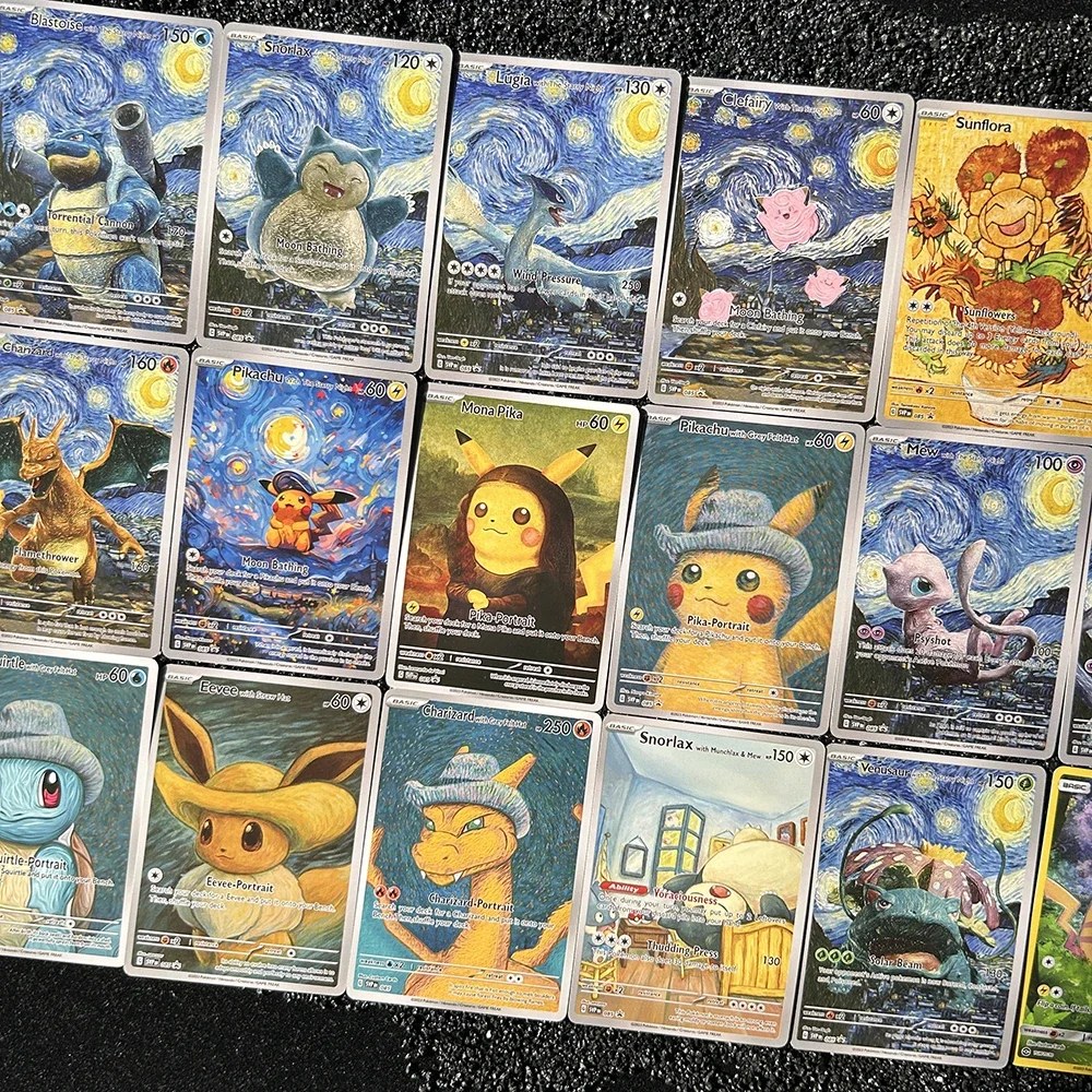 Set di 18 Carte PTCG 2023 SVP EN VAN GOGH PICHU GREY FELT HAT MEWTWO Charizard, Carte Singole Autoreggenti, Gioco Classico, Carte Anime, Regalo