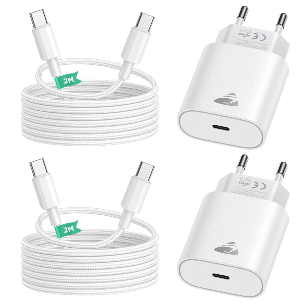 2Pezzi Caricatore USB C e Cavo USB-C, Presa USB C 20W Ricarica Rapido Spina Carica Adattatore Muro PD Alimentatore Spinotto Caricabatterie per Samsung, USBC Caricatore per iPhone…