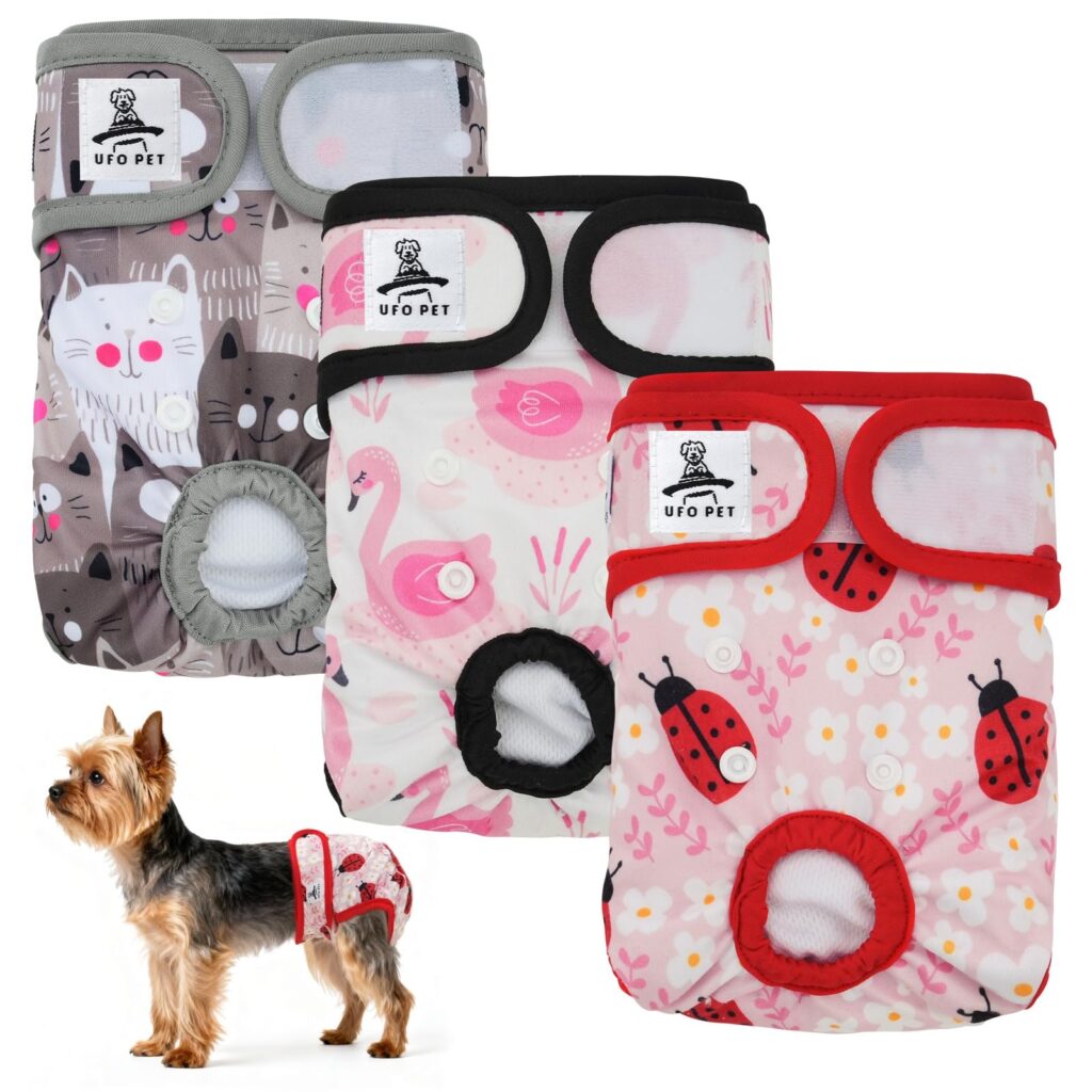 UFO PET Mutandine Cane Femmina Calore Lavabili S (3 Pezzi), Assorbenti per Cani e Gatti, Pannolini da Ciclo per Femmine Cani