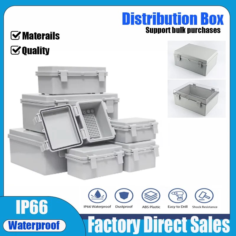 Custodia per cerniera per strumento scatola elettronica grigia/trasparente IP66 Custodia per distribuzione esterna impermeabile Custodia in plastica per PC
