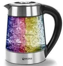 Bollitore Vetro Acciaio Inox 2.200 Watt con Selezione Temperatura Illuminazione LED
