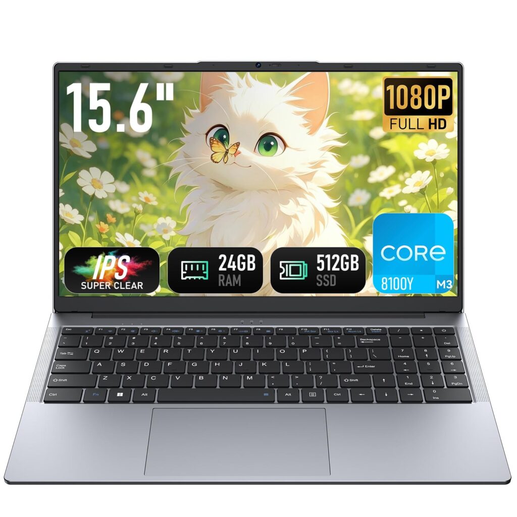Vowmoon Laptop 15,6" M3-8100Y PC Portatile 16 GB 512 GB,Win11 pro ultraleggero con suite Office inclusa Notebook, schermo FHD 1920x1080, Wi-Fi 5 Dual-Band, Bluetooth 5.0, HDMI