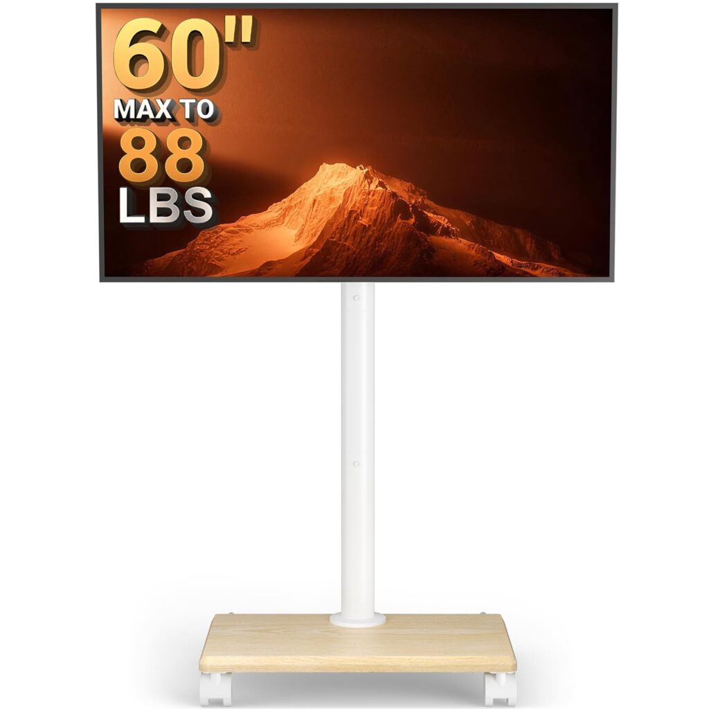 Perlegear Supporto TV da Pavimento con Ruote per TV da 32-60 Pollici | Supporto TV da Pavimento con Ruote Bloccabili, Altezza Pegolabile, incl.-10°/5°, 40 kg, VESA 100x100–400x400…
