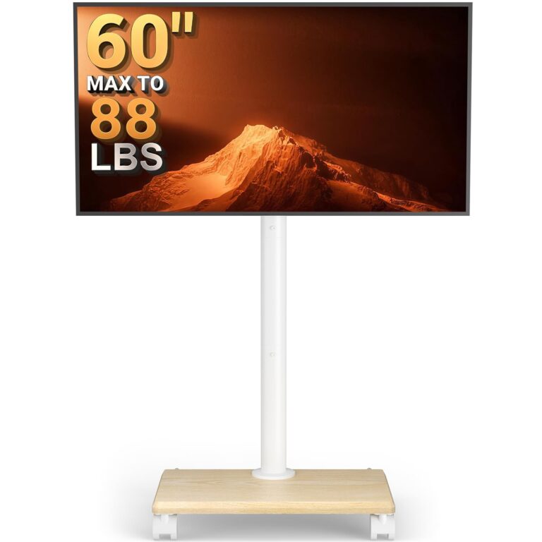 Perlegear Supporto TV da Pavimento con Ruote per TV da 32-60 Pollici | Supporto TV da Pavimento con Ruote Bloccabili, Altezza Pegolabile, incl.-10°/5°, 40 kg, VESA 100x100–400x400…