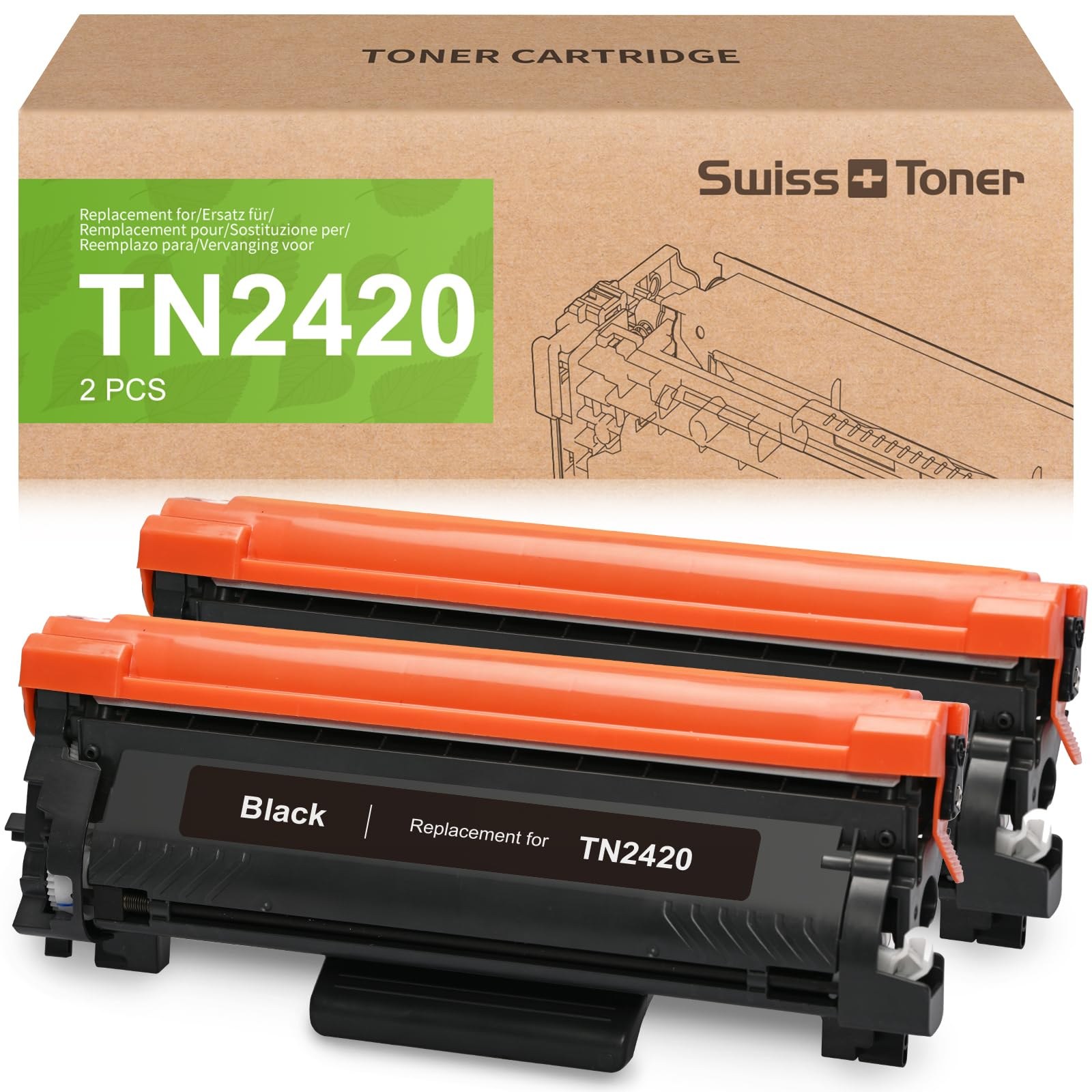 swiss toner TN2420 TN 2420 MFC-L2710DW Toner MFC-l2710DN MFC-L2730DW 2Nero | Compatibile per Toner Brother MFC-L2710DW MFC-l2710DN MFC-L2730DW MFC-L2750DW (3000 Pagine)