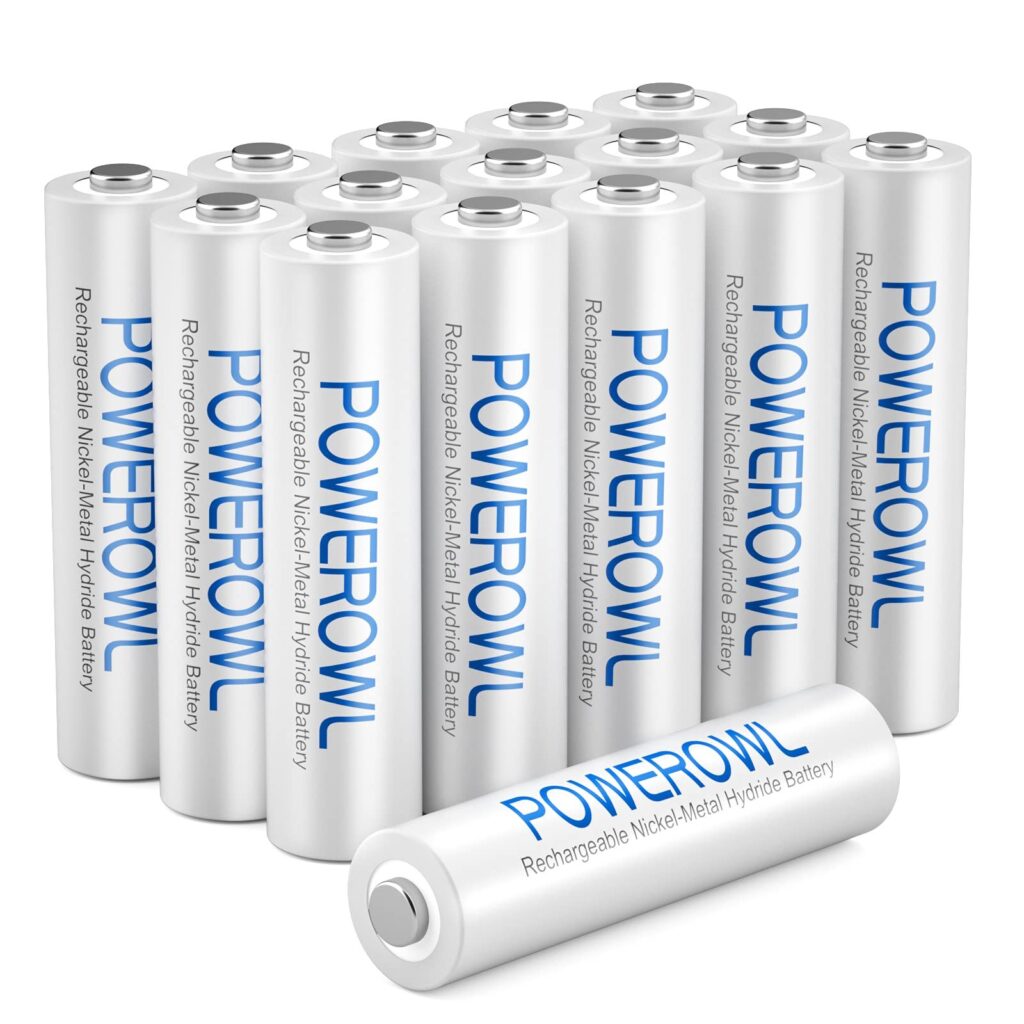 POWEROWL - Batterie Ricaricabili AAA, 1000mAh Pre-Carica Ni-MH Bassa autoscarica Pile Ricaricabili AAA Ministilo 1,2V 1200 Cicli (16 Pezzi)