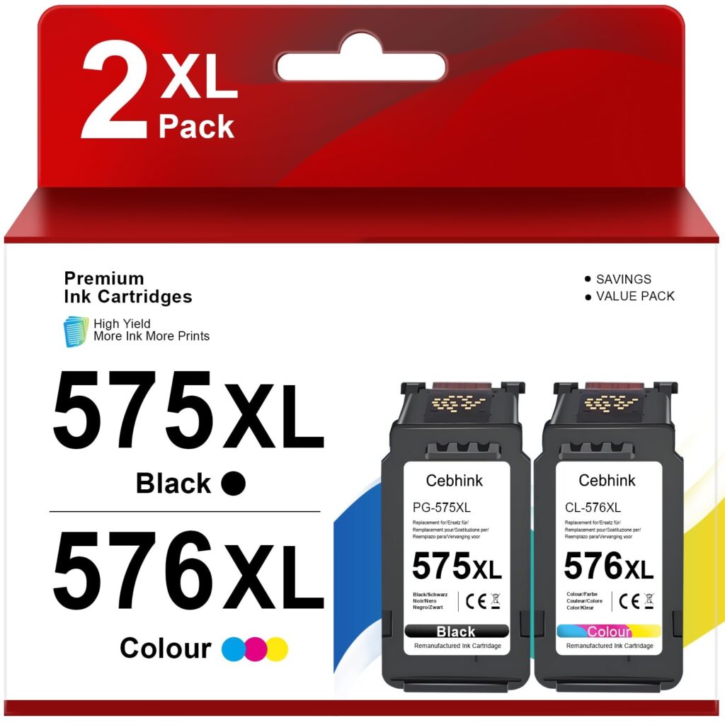 PG-575 CL-576 Set di cartucce d'inchiostro di ricambio per Canon 575 576 per Canon 575 XL Nero 576 XL Colore compatibile con le cartucce Canon Pixma 575xl 576xl Multipack