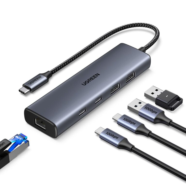 UGREEN Hub USB-C a Ethernet 6 in 1 1000Mbps RJ45 Thunderbolt 3 Gigabit | Compatibile con iPhone 18 Pro Max 17 16 15 Air MacBook Pro Air iMac iPad Xiaomi Mi13 Galaxy S26 Ultra