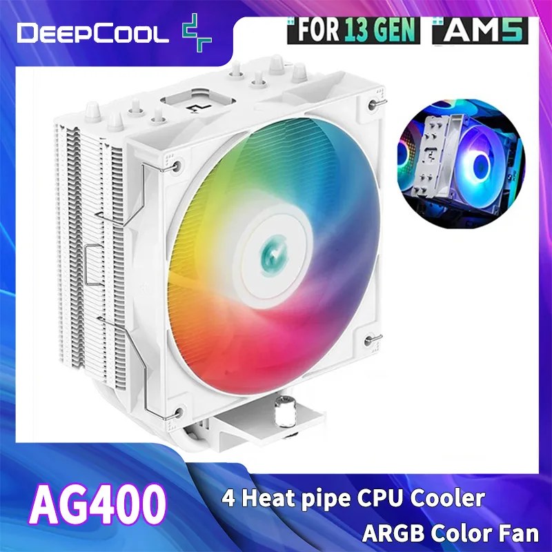 DEEPCOOL AG400 4 Heat Pipe CPU Raffreddato ad Aria Dispositivo di Raffreddamento ARGB PWM TDP 220W Radiatore CPU per LGA1700 1200 115X 1151 1155 AMD AM4 AM5