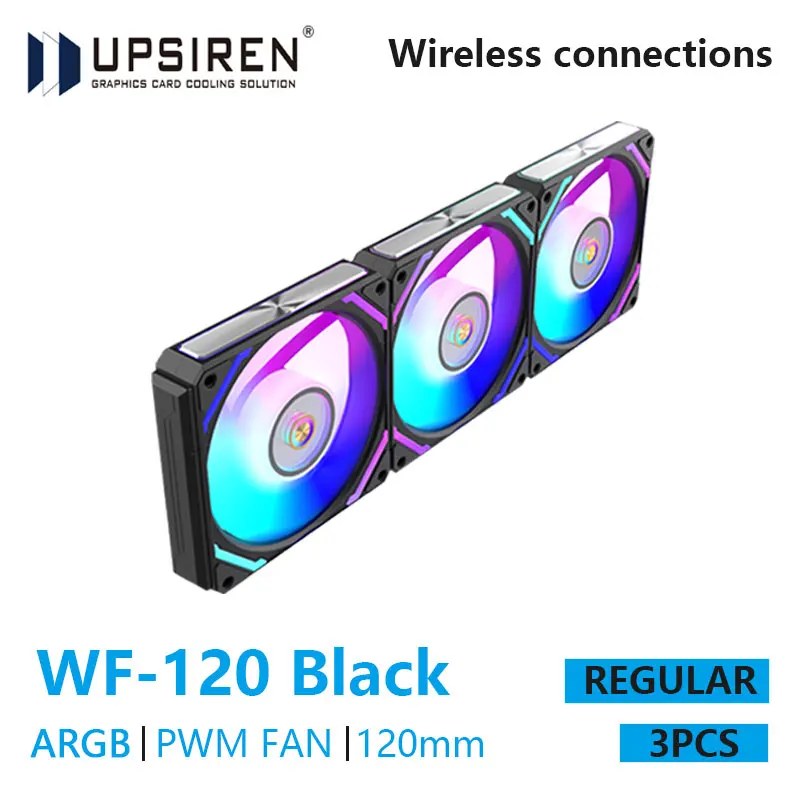 UPSIREN WF-120 ARGB PWM 3PCS Ventola del telaioARGB120mm/4PIN PWM/Colore magico Cuciture wireless Ventola di dissipazione del calore del computer