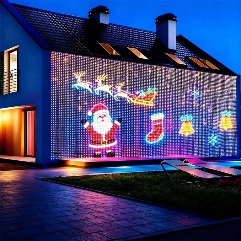 Luci decorative natalizie 2026 per esterni, tenda luminosa a LED, lampada fatata con controllo tramite app, motivo personalizzabile, impermeabile, per matrimoni, feste, casa, Nata…