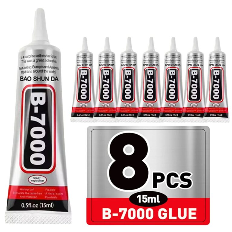 8 pezzi di adesivo per riparazione emblemi auto B-7000 da 15 ml, adesivo forte e trasparente adatto per emblemi allentati, distintivi in metallo, plastica.