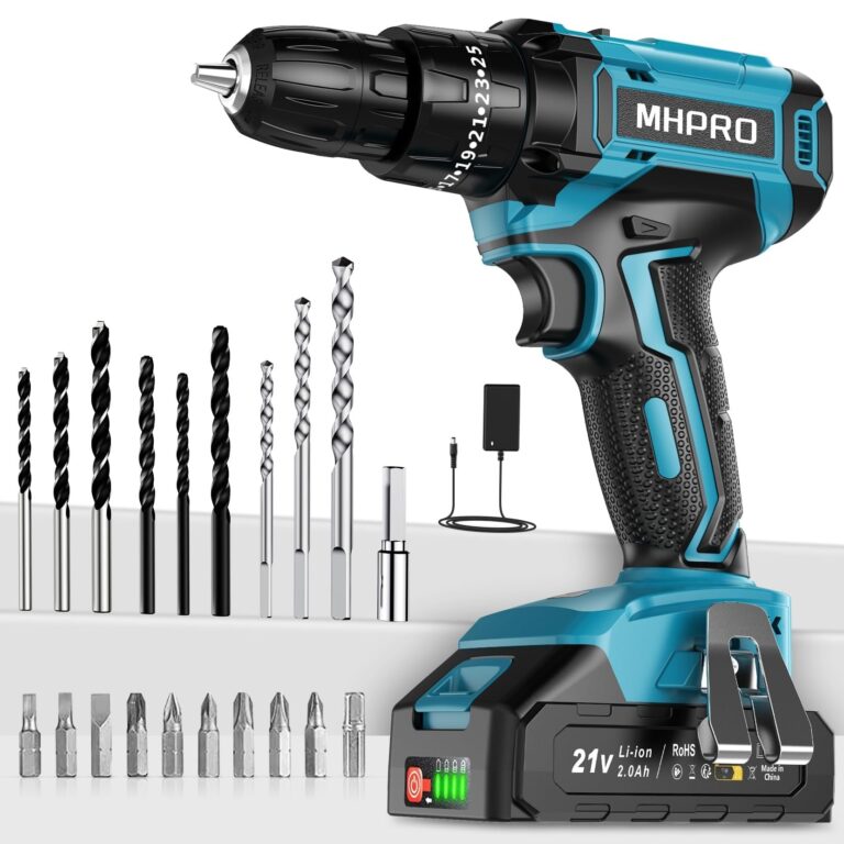 MHPRO Trapano Avvitatore Batteria 21V, Avvitatore a Batteria con Batterie 2.0Ah, 42N.m Avvitatore Elettrico, 25+3 Coppie, 2 Velocità, 24PCS Accessori per Casa Progetto, Fai da te,…