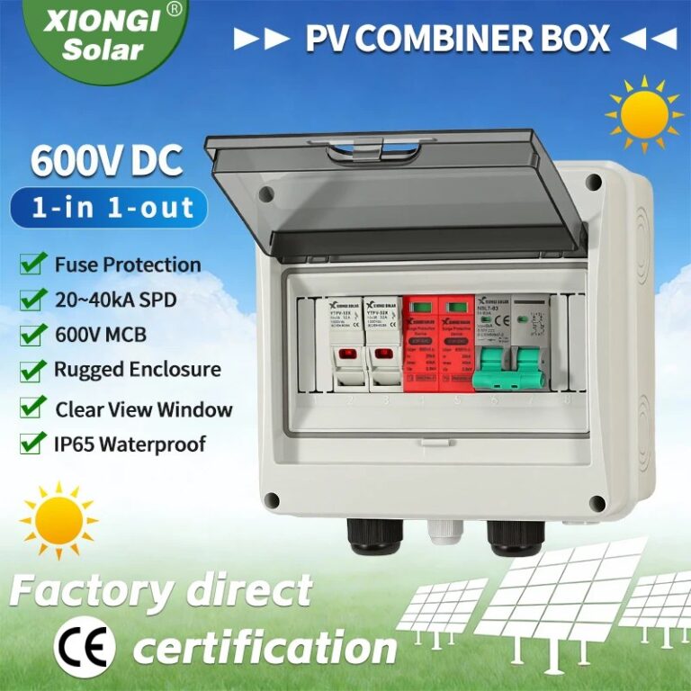 1 PCS Scatola Combinatrice Fotovoltaica Solare DC con Protezione da Sovratensioni e Fulmini, 1 Ingresso 1 Uscita DC 600V, Fusibile MCB SPD DB, Scatola Impermeabile IP65