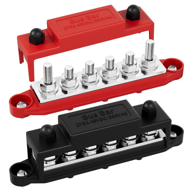Barra di distribuzione 275A 12V per auto, blocco di distribuzione audio, 6 terminali a vite 5/16' (M8), barra di distribuzione batteria positiva e massa