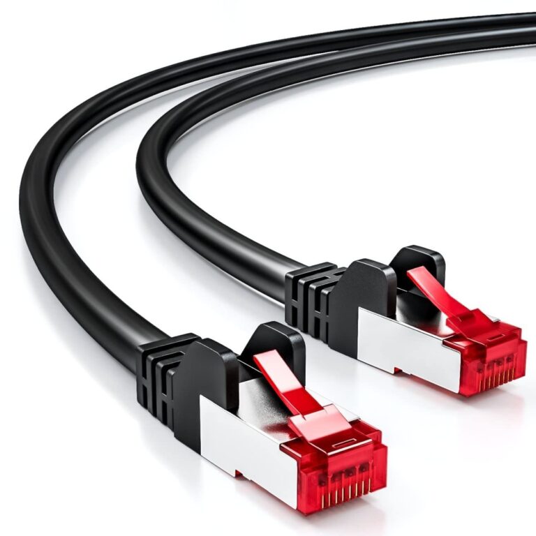 deleyCON 10m Cavo di Rete Cat6-1000 Mbit (Rame, S/FTP, Privo di Alogeni) Cavo Patch RJ45 Gigabit Ethernet LAN - per DSL Internet WLAN Switch Router Modem Patch Panel PoE - Nero