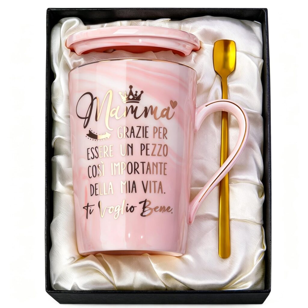 Biching Regalo Mamma Compleanno, Regalo per Mamma Tazza Elegante | Regalo Mamma Natale da Figlia e Figlio, regalo compleanno mamma Originale Utile Personalizzato, Cucchiaio, Bigli…