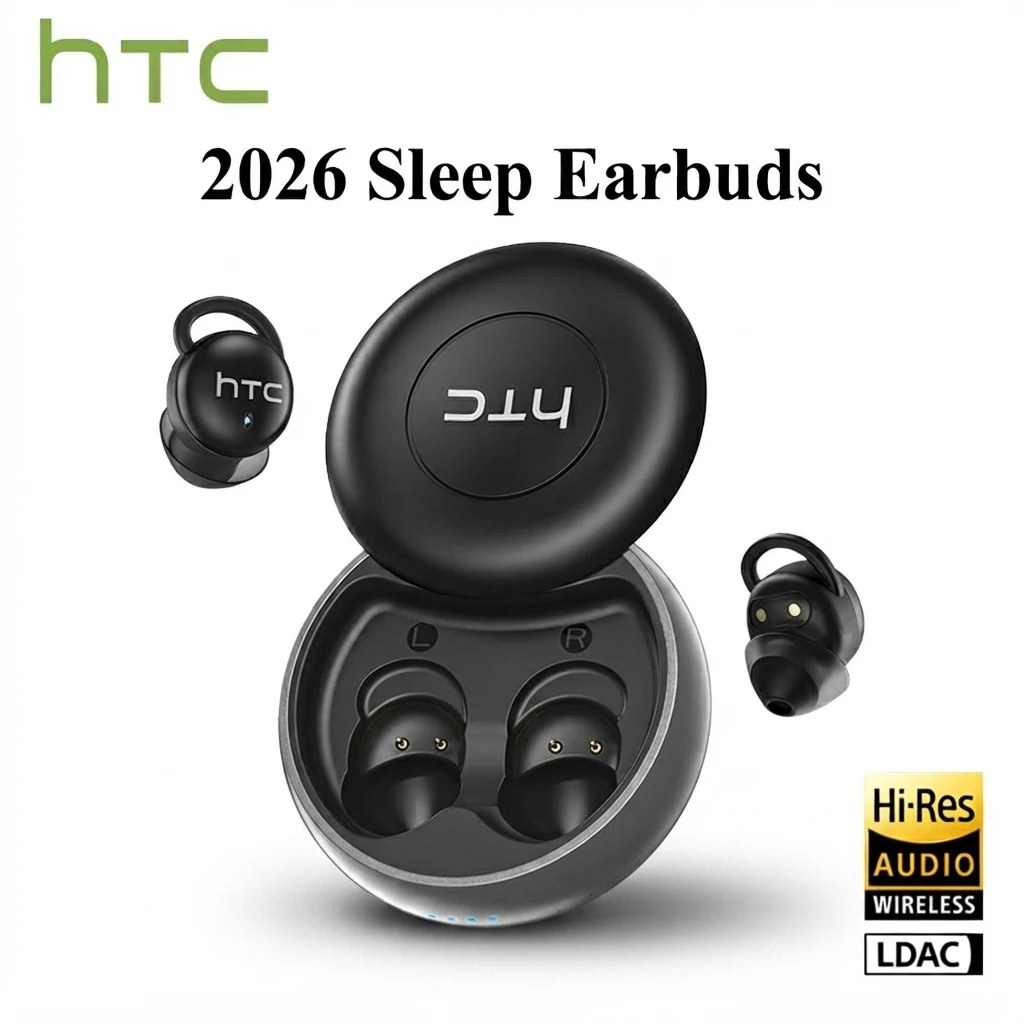 Auricolari HTC NE91 con cancellazione del rumore per il sonno, cuffie auricolari con doppia tecnologia ANC, design a tenuta sicura, audio Bluetooth HiFi per la musica.