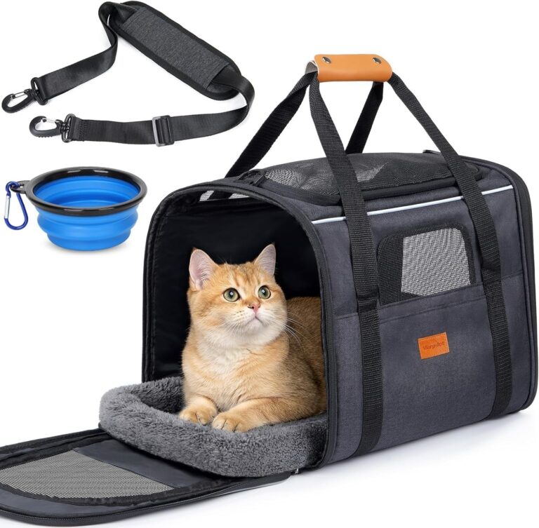 Morpilot Trasportino per cani, traspirante e pieghevole,con tracolla regolabile, con materasso in peluche rimovibile; adatto a gatti di grossa taglia e cuccioli fino a 9 kg