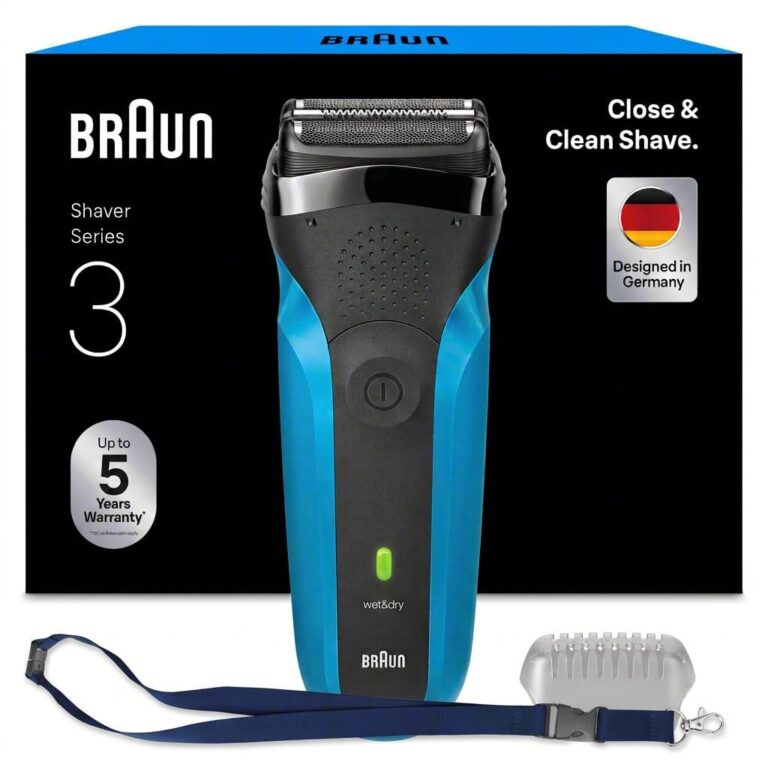 Braun Series 3 Rasoio Elettrico Barba Wet&dry | 3 Lame Flessibili, Progettato in Germania, 310S, Blu + Laccetto Per Il Collo