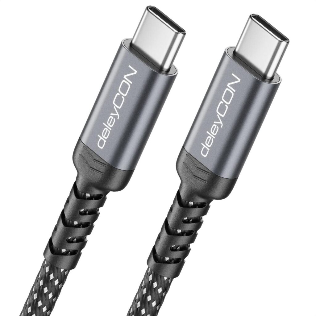 deleyCON 2m Cavo USB-C 240W 10 Gbps PD 3.1 Cavo di Ricarica e Dati, DP Alt Mode, 4K@60Hz, per Caricatore iPhone 17 16 Pro Max Air AirPods Galaxy A16 A56 S25 S24 iPad SSD PC Monito…