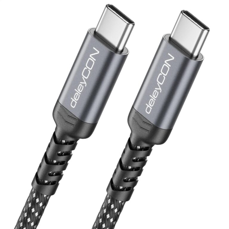 deleyCON 2m Cavo USB-C 240W 10 Gbps PD 3.1 Cavo di Ricarica e Dati, DP Alt Mode, 4K@60Hz, per Caricatore iPhone 17 16 Pro Max Air AirPods Galaxy A16 A56 S25 S24 iPad SSD PC Monito…
