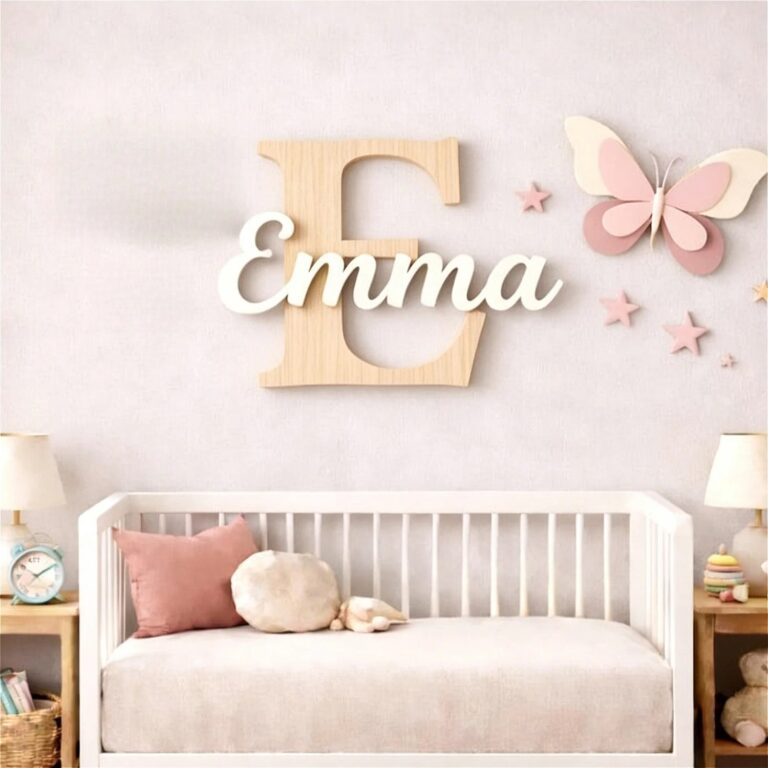 1 Pezzo Targa per Porta in Legno a Doppio Strato con Lettere, Nome/Lettera Personalizzata, Decorazione Personalizzata per la Cameretta dei Bambini, Targa con Nome del Bambino
