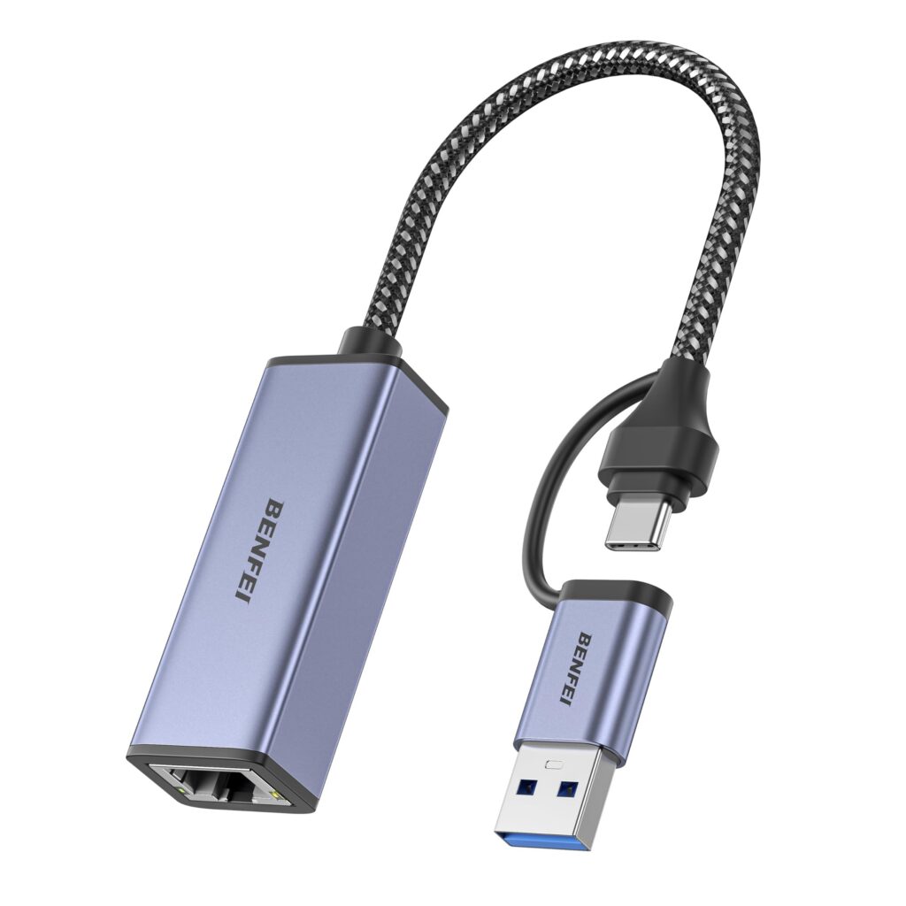 BENFEI Adattatore USB 3.0 a Ethernet, Adattatore USBC a RJ45 Gigabit LAN (1000Mbps), compatibile con MacBook/Pro/Air, Surface Pro, Windows 11/10/8/7, Mac OS [Guscio in alluminio e…