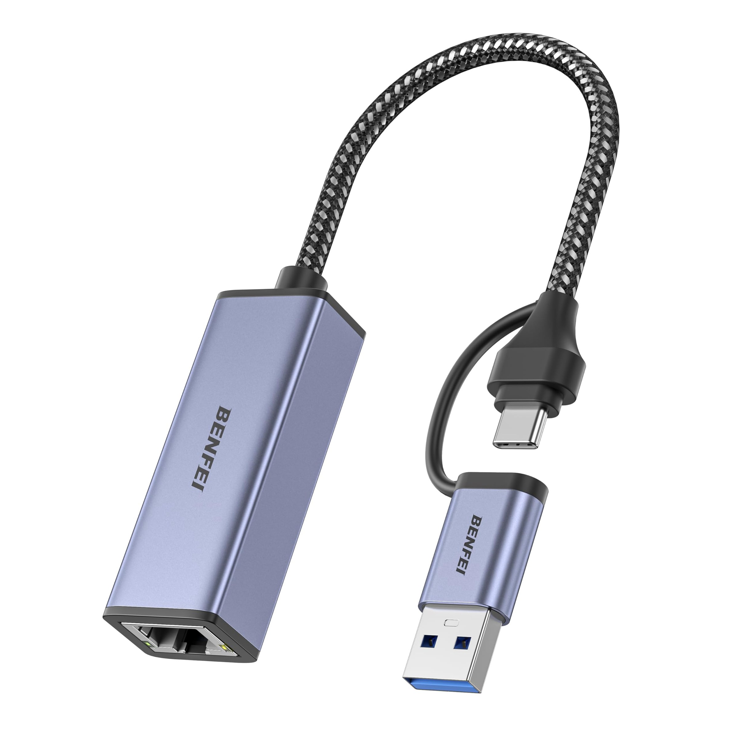 BENFEI Adattatore USB 3.0 a Ethernet, Adattatore USBC a RJ45 Gigabit LAN (1000Mbps), compatibile con MacBook/Pro/Air, Surface Pro, Windows 11/10/8/7, Mac OS [Guscio in alluminio e…