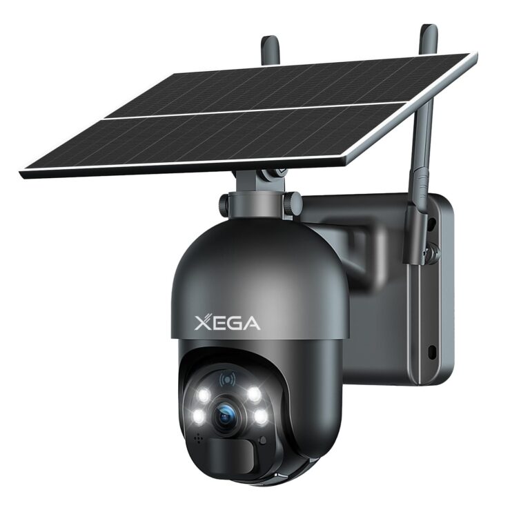 Xega 4G LTE Telecamera Solare Esterno con SIM Scheda 2K HD PTZ Senza Fili | 355°/95°Telecamere con Pannello Solare Batterie Visione Notturna Rilevamento del Movimento Audio Bidire…