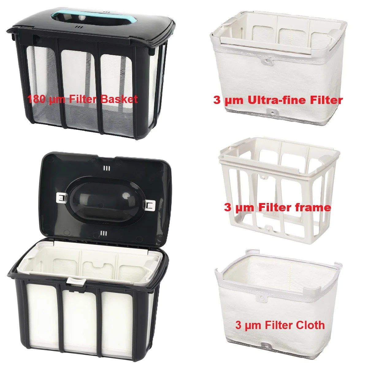 Filtro ultra-fine da 3 µm e cestello da 180 µm per il robot aspirapiscine Aiper Scuba S1 / Scuba S1 2026 / Scuba S1 2025.