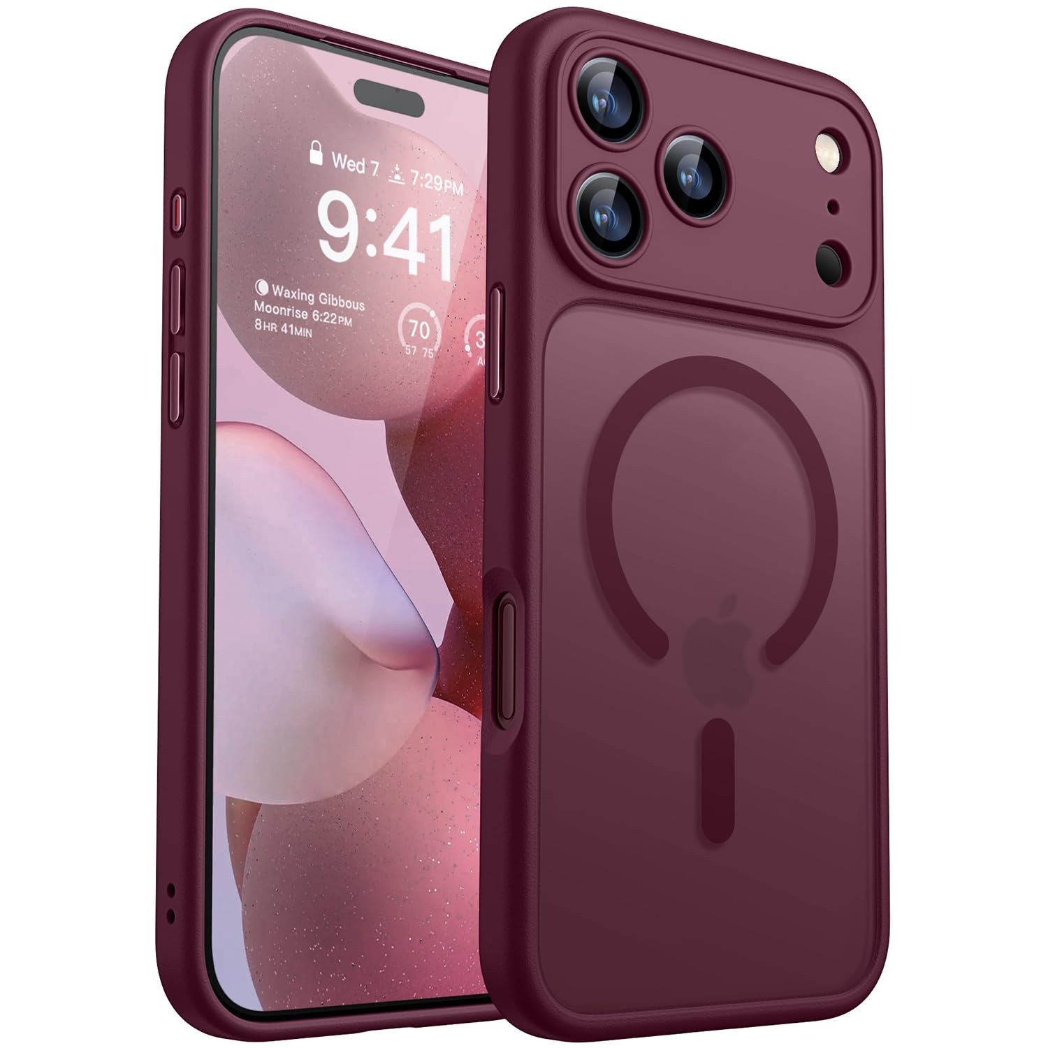 CANSHN Magnetica Cover per iPhone 18 Pro Max,Rosso Ciliegia | 6.9 Pollici,Protezione Completa Della Fotocamera,Compatibile con MagSafe,Custodia,Protettiva Antiurto,Airbag